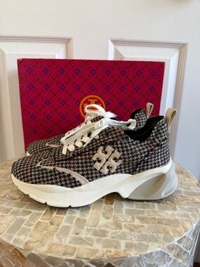Tory burch good luck trainer herringbone & new ivory
